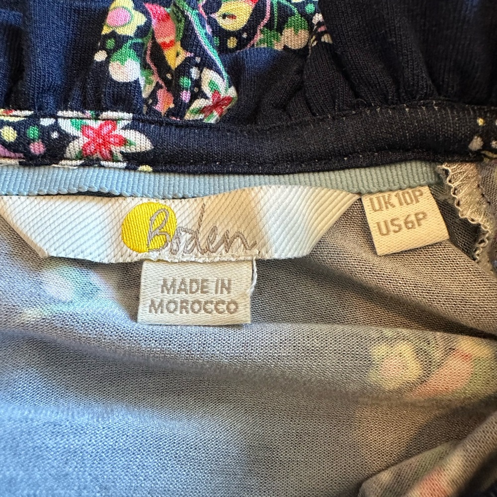 Boden Women’s Clara Jersey Dress Navy Pretty Bird (Size 6P) - Picture 8 of 11